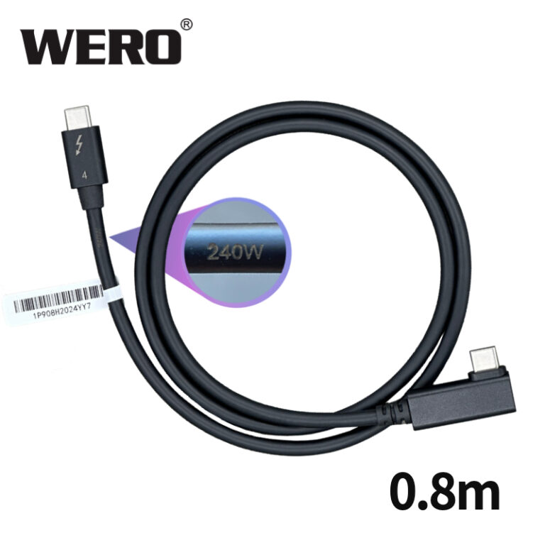 WERO elite Type-C TBT4/USB4 0.8m (Right Angle) EPR Passive Cable with EJ903 E-marker